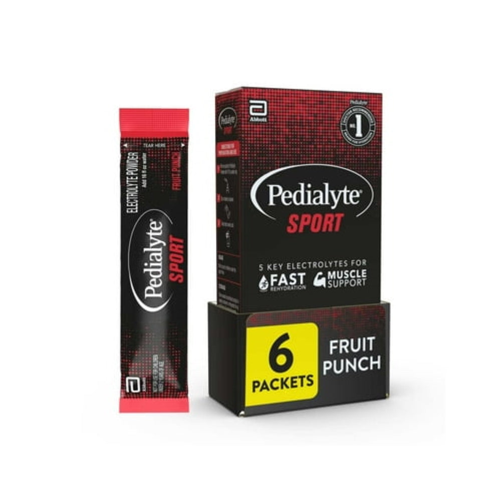 Pedialyte Sport Electrolyte Powder, Fruit Punch, 6 Powder Packets