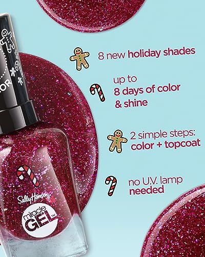 Sally Hansen Miracle Gel™, Holiday Whisk You a Merry Xmas, Long Lasting, Gel-Like Formula, No UV Lamp Needed, White Glitter Nail Polish