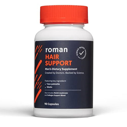 ROMAN Hair Support Supplement for Men | with Saw Palmetto, Zinc, and Biotin to Help Support and Nourish Hair | 30-Day Supply (90 Capsules)