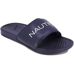 Nautica Men's Shower Sandals Open Toe Soft Slide Slipper Bretton Navy Size-7