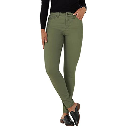 Lee Women's Slim Fit Skinny Leg Midrise Jean, Light Olive Green, 10