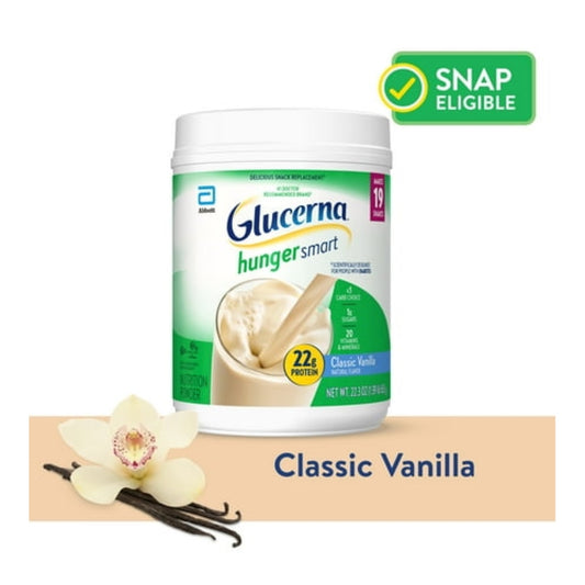 Glucerna Hunger Smart Powder, Diabetic Protein Shake, Classic Vanilla, 22.3-oz tub, 1 Count