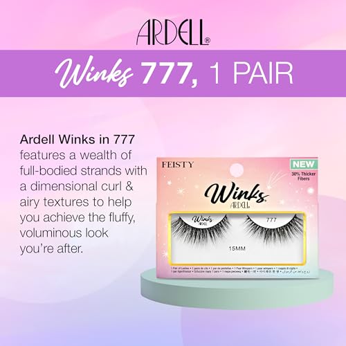 Ardell Winks 777 Lashes, Full Volume, 15mm Long, Fluffy Voluminous Look, Black Band