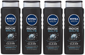 NIVEA Men Rock Salts Body Wash Deep Clean Exfoliation 16.9 Oz. (4 Pack)