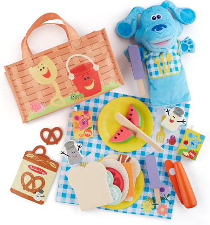 Melissa & Doug Blueâ€™s Clues & You! Share with Blue Picnic Play Set with Hand Puppet - FSC-Certified Materials