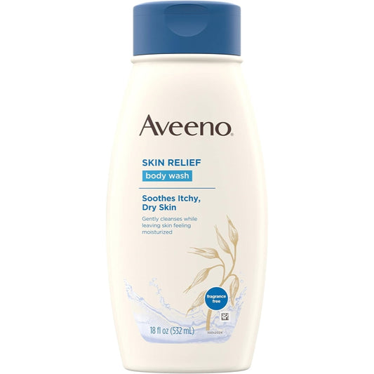 Aveeno Active Naturals Skin Relief Body Wash, Fragrance Free, 18 Fl Oz (Pack of 1)