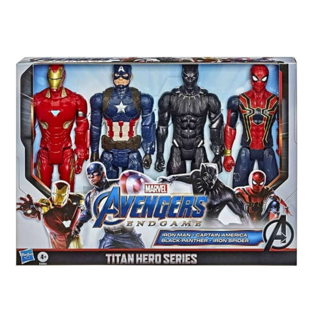 Marvel Avengers: Titan Hero Series Captain America, Iron Spider, Black Panther, and Iron Man Kids Toy Action Figure for Boys and Girls (12")