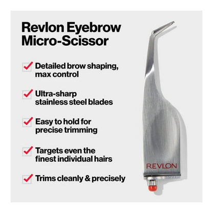 Revlon Brow Micro-Scissor, Detailed Eyebrow Shaping with Maximum Control, Stainless Steel Blades for Targeted Trimming, 1 count