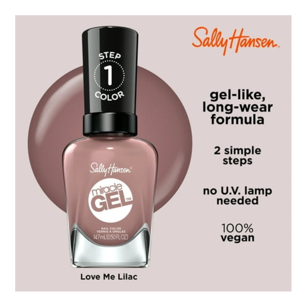 Sally Hansen Miracle Gel Nail Polish, Love Me Lilac, 0.5 oz, No UV Lamp Needed, Long Lasting