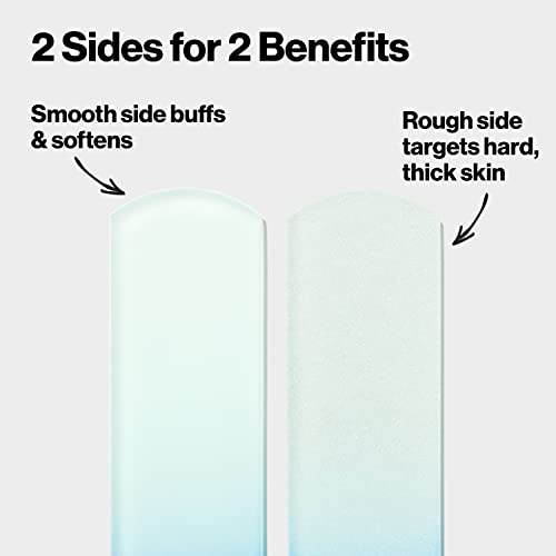 Revlon Bacteria Shield Glass Foot Buffer with Anti-Bacterial Technology, Two Surfaces to Exfoliates & Smoothes Skin, Self-Clean & Fully Recyclable