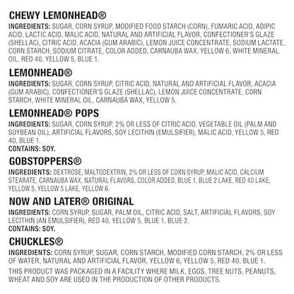 Lemonhead, Now & Later, Gobstoppers & Chuckles Kiddie Mix, Candy Chewy and Hard Candy Mix, Individually Wrapped Treats, Variety Pack, 3.6 lb Bag (250 Pieces)