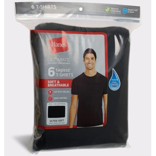 Hanes Mens Ultimate Soft and Breathable Crewneck Undershirt 4-Pack Only, Small