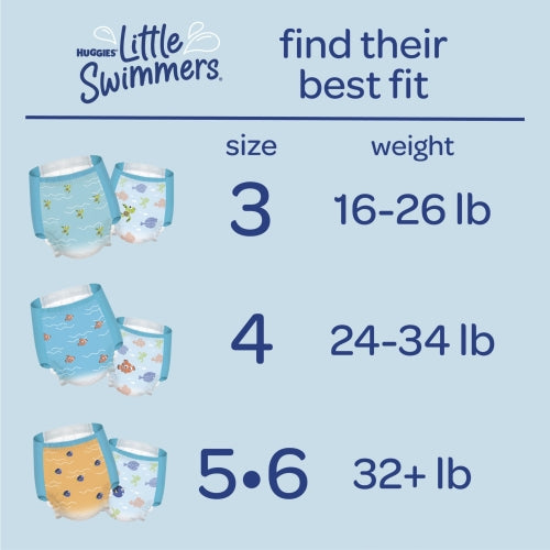 Huggies Little Swimmers Disposable Swim Diapers, Size 3 (16-26 lbs), 20 Ct