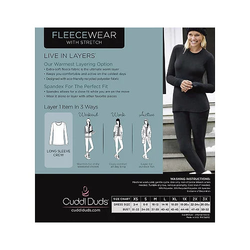 Cuddl Duds Women's Fleecewear with Stretch Long Sleeve Top - Xlarge - Grey - NWT