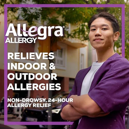 Allegra Adult Non-Drowsy Antihistamine Tablets, 5-Count, 24-Hour Allergy Relief, 180 mg