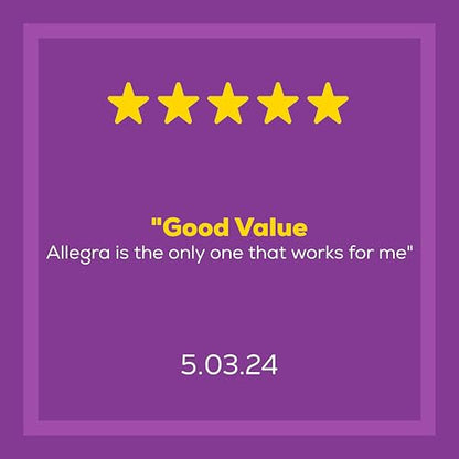 Allegra Adult Non-Drowsy Antihistamine Tablets, 5-Count, 24-Hour Allergy Relief, 180 mg