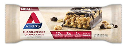 Atkins Protein Meal Bar, Chocolate Chip Granola, Keto Friendly, 5 Count