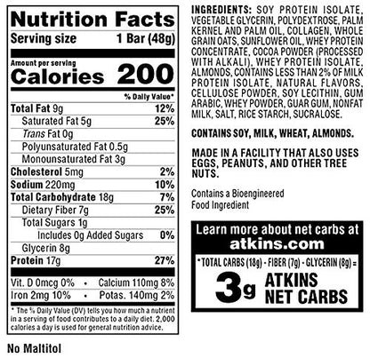 Atkins Protein Meal Bar, Chocolate Chip Granola, Keto Friendly, 5 Count