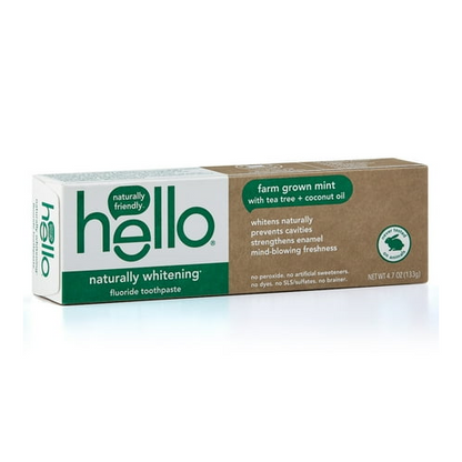 Hello Naturally Whitening Farm Mint with Tea Tree + Coconut Fluoride Toothpaste