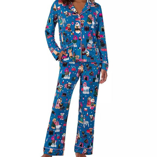 Women's Beauty Sleep Social Long Sleeve Pajama Shirt & Pajama Pants Sleep Set