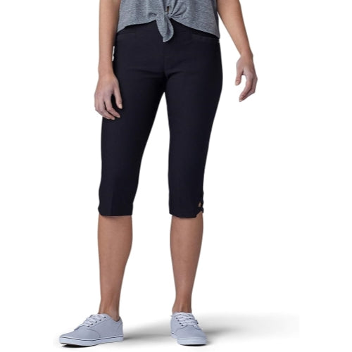 Lee Women's Sculpting Slim Fit Pull-On Vent Hem Skimmer Pant, Black, 16