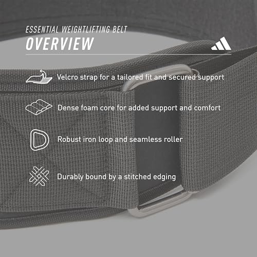 adidas Essential Weightlifting Belt, Foam-Core Powerlifting Belt with Secure Fastening