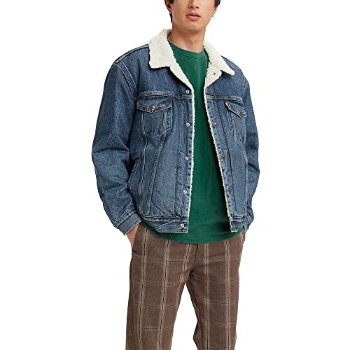 Levi's Mens Sherpa Trucker (Also Available In Big & Tall) Denim Jacket, Television - Medium Indigo, X-Large US