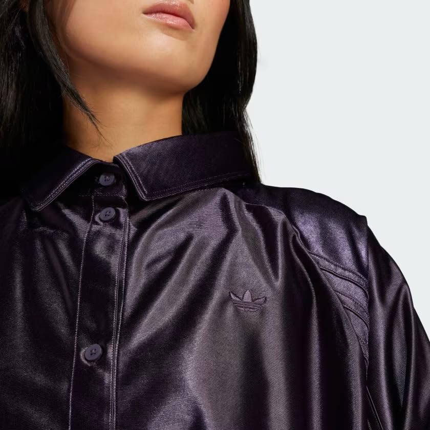 adidas Originals Women's Oversized Satin Shirt, Aurora Black, Large