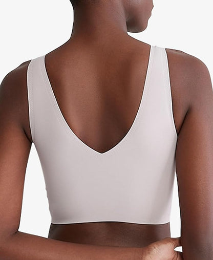 Calvin Klein Women's Invisibles Lightly Lined V Neck Bralette Bra, Grenada, M