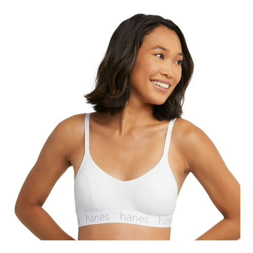 Hanes® Originals Ultimate® 2-Pack Stretch Cotton Triangle Bralette DHO101 Black Nude Medium