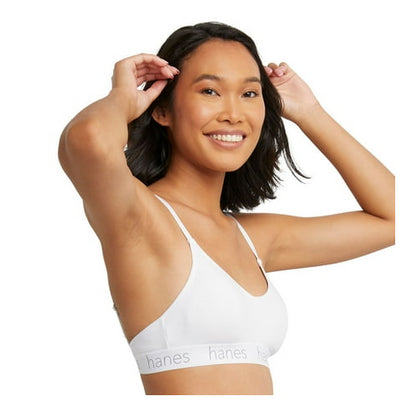 Hanes® Originals Ultimate® 2-Pack Stretch Cotton Triangle Bralette DHO101 Black Nude Medium