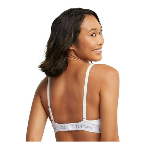 Hanes® Originals Ultimate® 2-Pack Stretch Cotton Triangle Bralette DHO101 Black Nude Medium