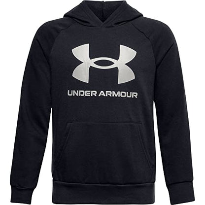 Under Armour Boys Rival Fleece Hoodie , Black (001)/Onyx White , Youth Medium