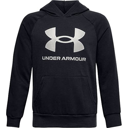 Under Armour Boys Rival Fleece Hoodie , Black (001)/Onyx White , Youth X-Large