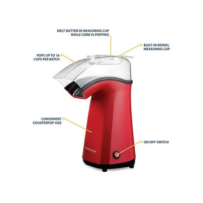 Nostalgia APH200 16 Cup Red Hot Air Electric Popcorn Popper