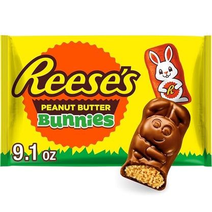 REESE'S Milk Chocolate Peanut Butter Creme Bunnies, Easter Candy, 9.1 oz Bag
