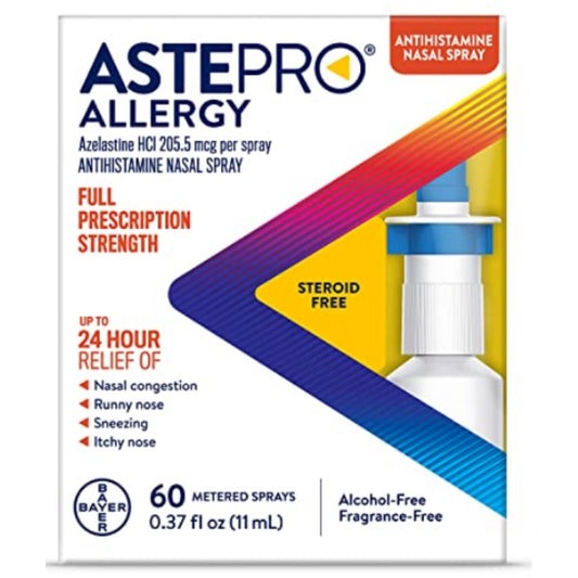Astepro Allergy Nasal Spray, 24-Hour Allergy Relief, Steroid-Free Antihistamine, 60 Metered Sprays