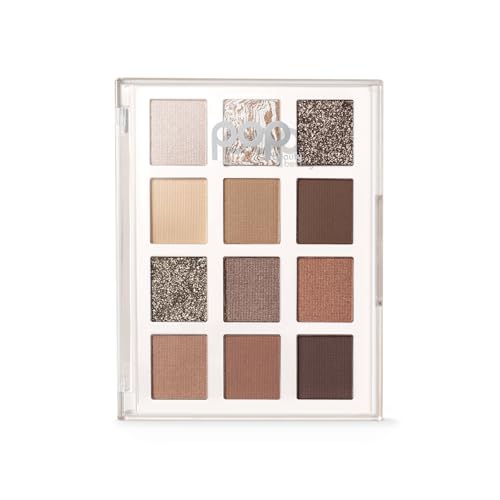 POP Beauty LIGHTSHOW PALETTE | BASIC - Eyeshadow Palette, 12 Shades, Complementary Colours, Multi-Textured, Richly-Pigmented | Matte, Metallic, Satin, Glitter