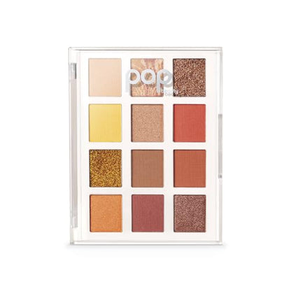 POP Beauty LIGHTSHOW PALETTE | FIRE FIT - Eyeshadow Palette, 12 Shades, Complementary Colours, Multi-Textured, Richly-Pigmented | Matte, Metallic, Satin, Glitter