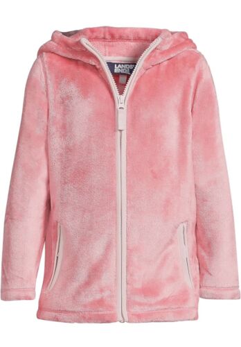 Girls Lands’ End - XL 14/16 -Super Soft Zip Up Hooded Fleece Jacket Pink NWT