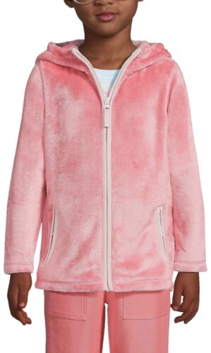 Girls Lands’ End - XL 14/16 -Super Soft Zip Up Hooded Fleece Jacket Pink NWT