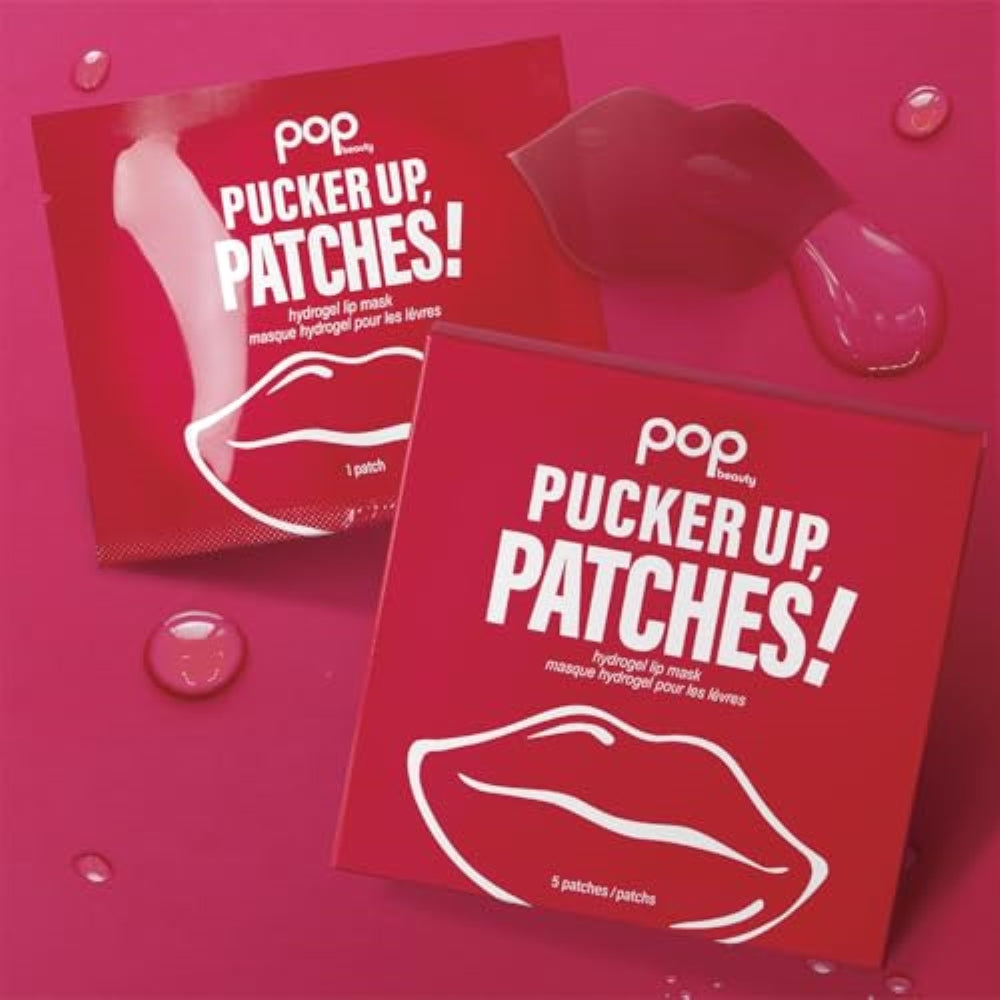 POP Beauty PUCKER UP, PATCHES! - Revitalizing 5 Lip Patches to Hydrate, Soften, Soothe | Hydrogel, Hyaluronic Acid, Peptides, Allantoin, Volufiline