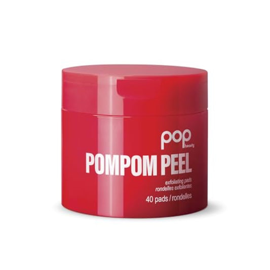 POP Beauty POMPOM PEEL - 40 Pre-Soaked Exfoliating Pads, Renewing, Purifying, Brightening, Smoothes, Pomegranate, Witch Hazel, Glycolic Acid, Arginine, Uncomplicated Skincare