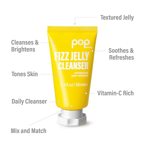 POP Beauty FIZZ JELLY CLEANSER - Textured Jelly Face Wash, Cleanses and Brightens Skin, Removes Makeup Residue | 3.4 Fl Oz