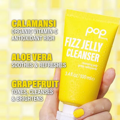 POP Beauty FIZZ JELLY CLEANSER - Textured Jelly Face Wash, Cleanses and Brightens Skin, Removes Makeup Residue | 3.4 Fl Oz