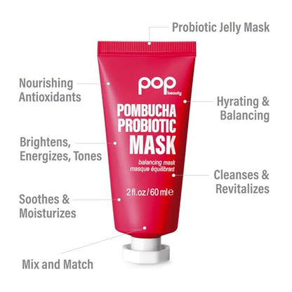 POP Beauty POMBUCHA PROBIOTIC MASK - Balancing Seed-Infused Jelly Mask, Brightens, Tones, Energizes and Revitalizes Skin | 2 Fl Oz