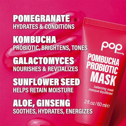 POP Beauty POMBUCHA PROBIOTIC MASK - Balancing Seed-Infused Jelly Mask, Brightens, Tones, Energizes and Revitalizes Skin | 2 Fl Oz