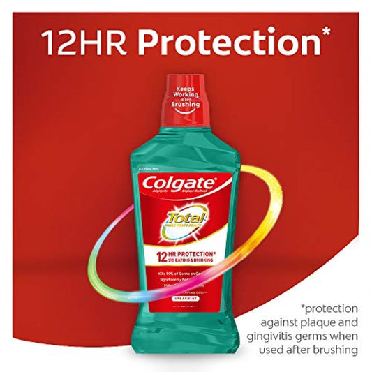 Colgate Total Pro-Shield Alcohol Free Mouthwash, Spearmint - 500mL, 16.9 fluid ounce