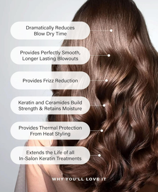 PETER COPPOLA Just Blow - Heat Protectant Spray for Blow-Drying, Anti-Frizz, Smoothing and Straightening All Hair Types - Conditions and Adds Shine - 6 oz