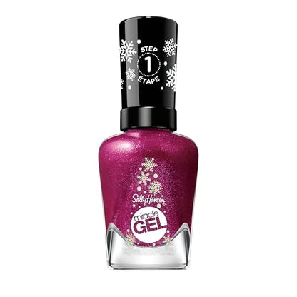 Sally Hansen Miracle Gel™, Sugar Plum Kisses, Long Lasting, Gel-Like Formula, No UV Lamp Needed, Pink Glitter Nail Polish